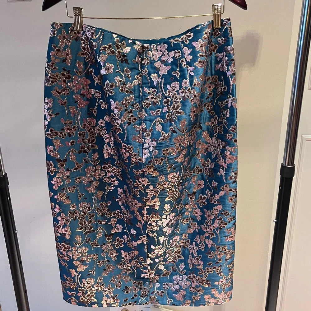 J. Crew Cherry Blossom Metallic Jacquard Two-Piece Skirt Set - Size 14